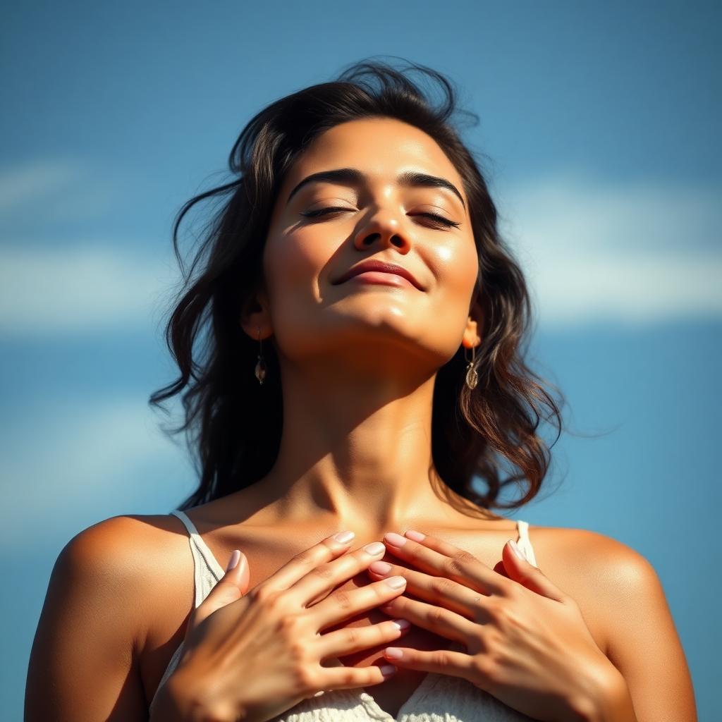 Mulher serena vivenciando paz espiritual